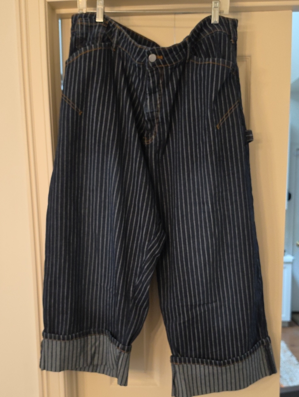 Pilcro Navy Pinstripe Carpenter-Style Pants